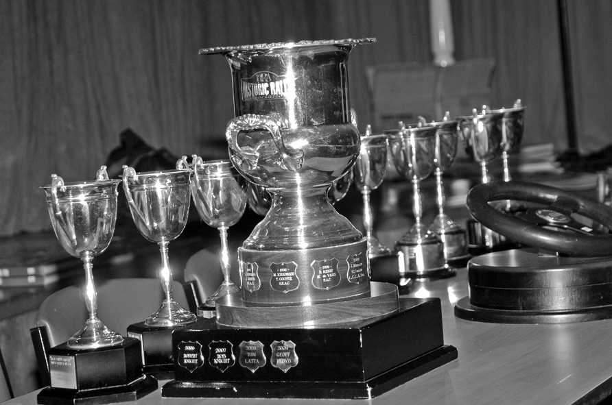 A picture of HRA's annual trophies on a table.