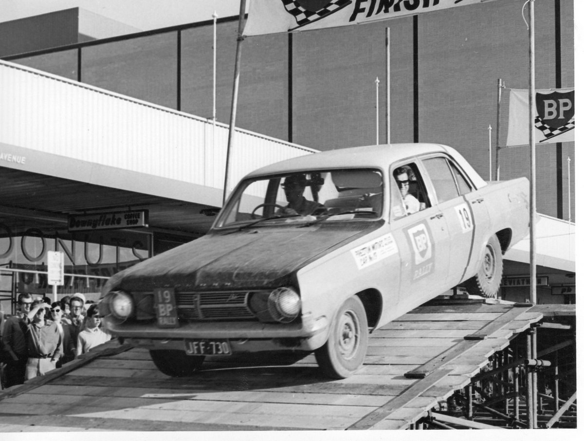 1966 BP Rally. Car on the start ramp.