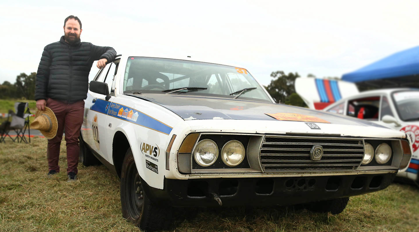 Matt Bryson and the P76 at Rally Retro Day